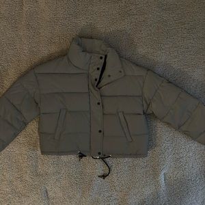 Reflective cropped jacket with adjustable strings